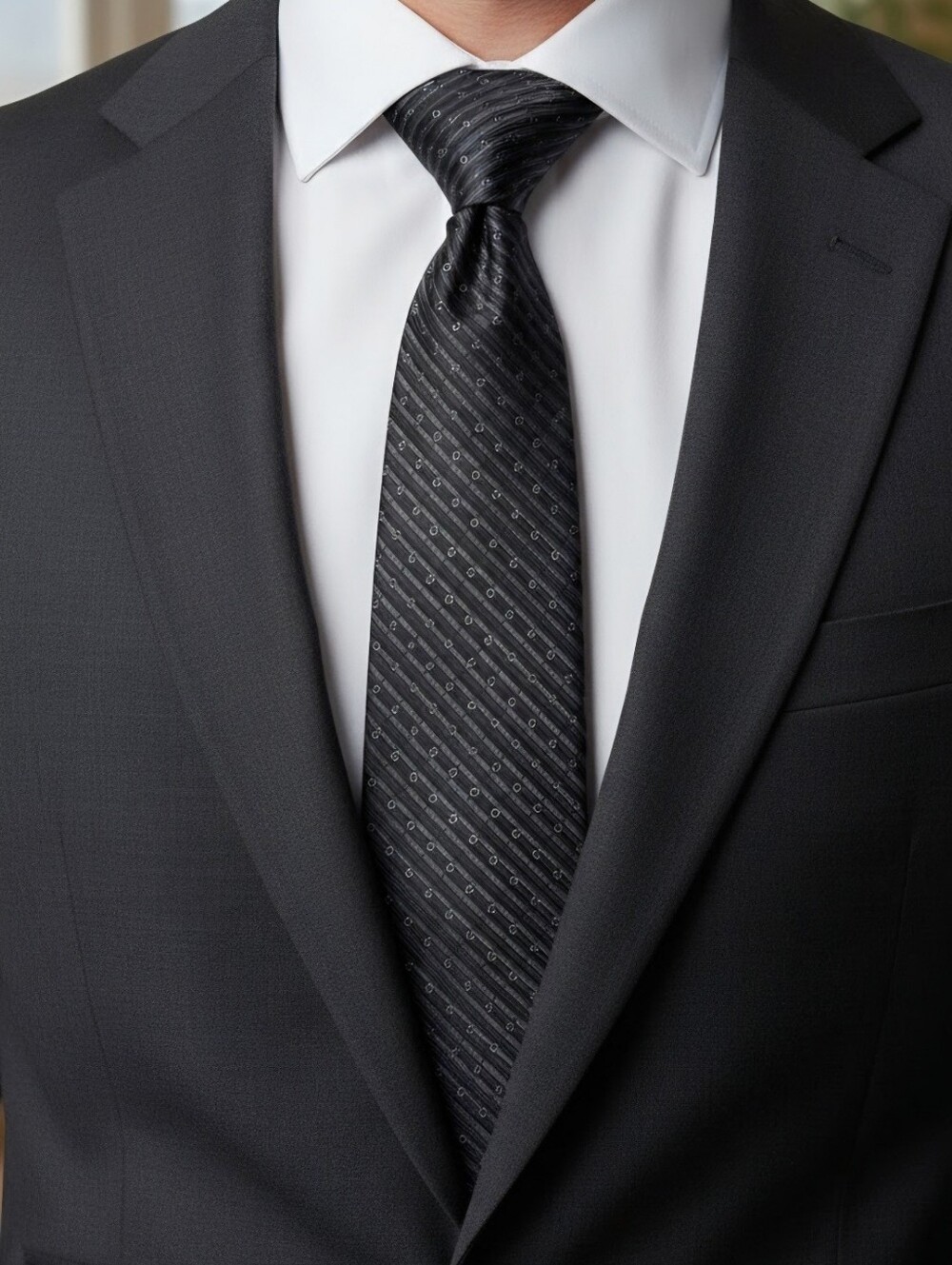 Palatina Elegant Black and Gray Men's Tie